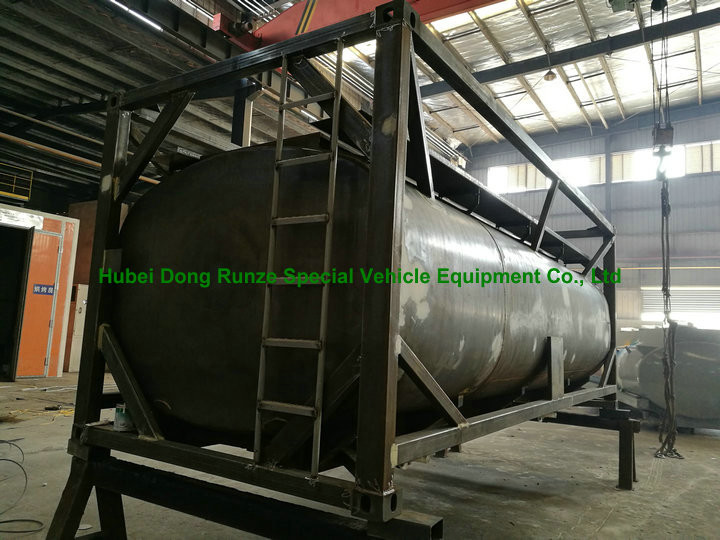 Chemical 20ft Tank Container For High Corrosive Hydrochloric Acid , Sodium Hypochlorite