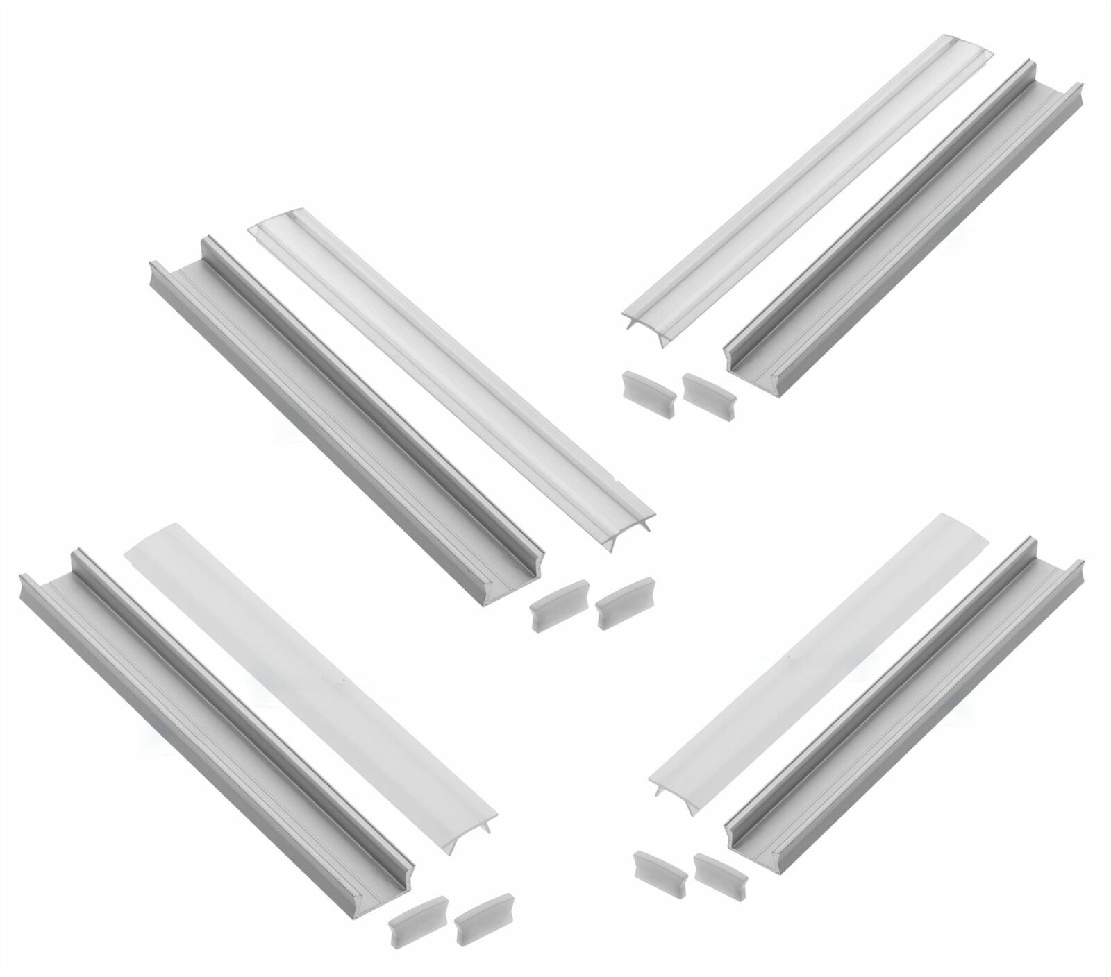 Extrusion U Channel Strip LED Aluminium Profile 14mm With Light End Caps