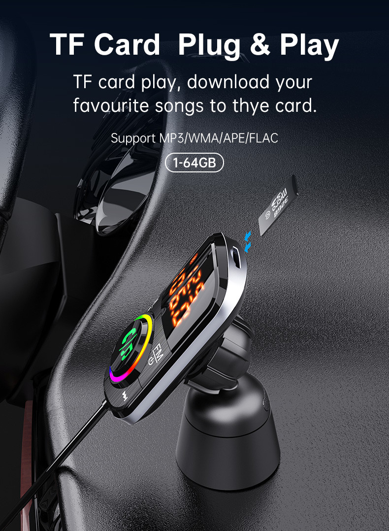 Car Air Vent Mount Bluetooth FM Transmitter PD QC USB Charger