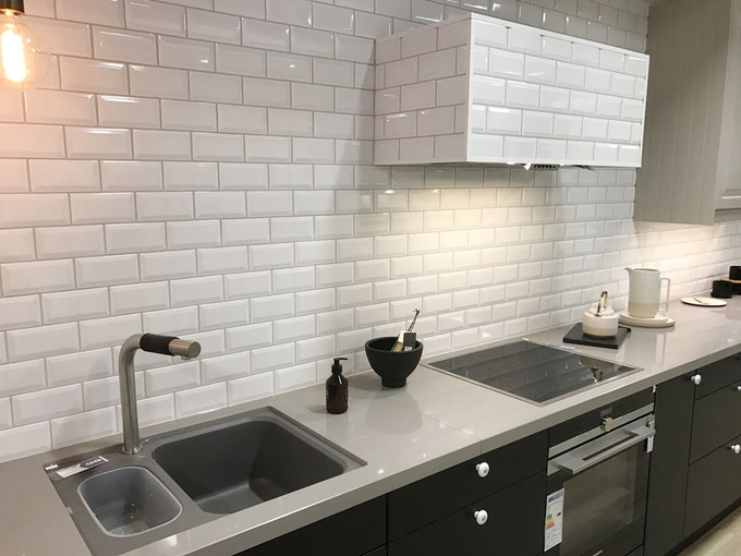 White And Black Basic Bread Tiles And Subway wall Tiles 75x152mm For Kitchen