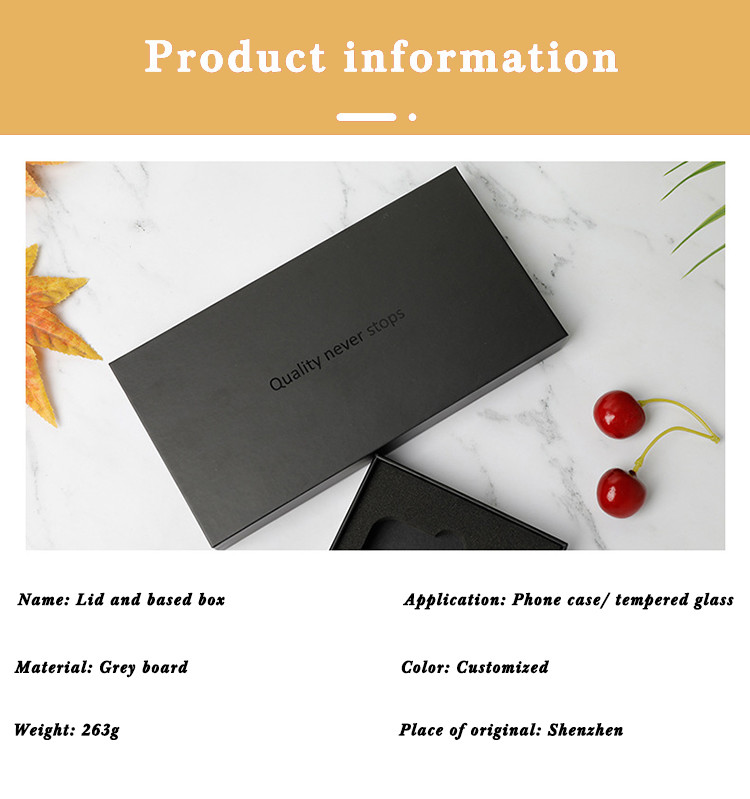 Rigid Black Mobile Case Packaging Box Kraft Paper Coated Paper