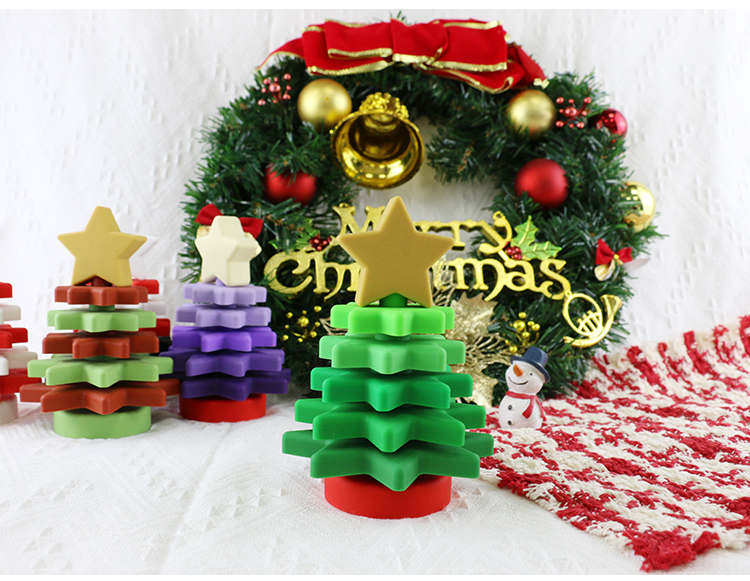Babe Soft Silicone Stacking Rings Blocks With Christmas Tree Shape
