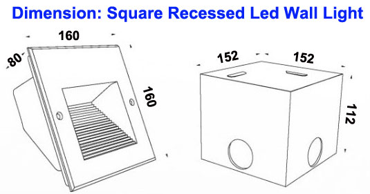 Square Led Mounted Wall Light Recessed 120 Degree Led Stair Lighting