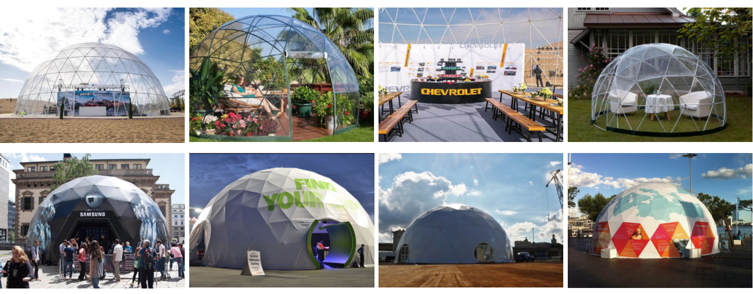 outdoor event waterproof PVC prefab glamping geodesic dome tent house