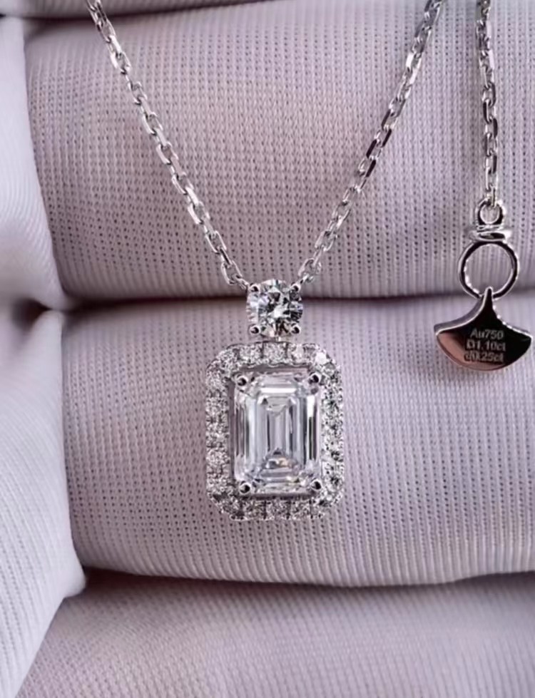 Emerald Lab Created Diamond Pendant Necklace Lab Diamond Jewelry Setting Pendant