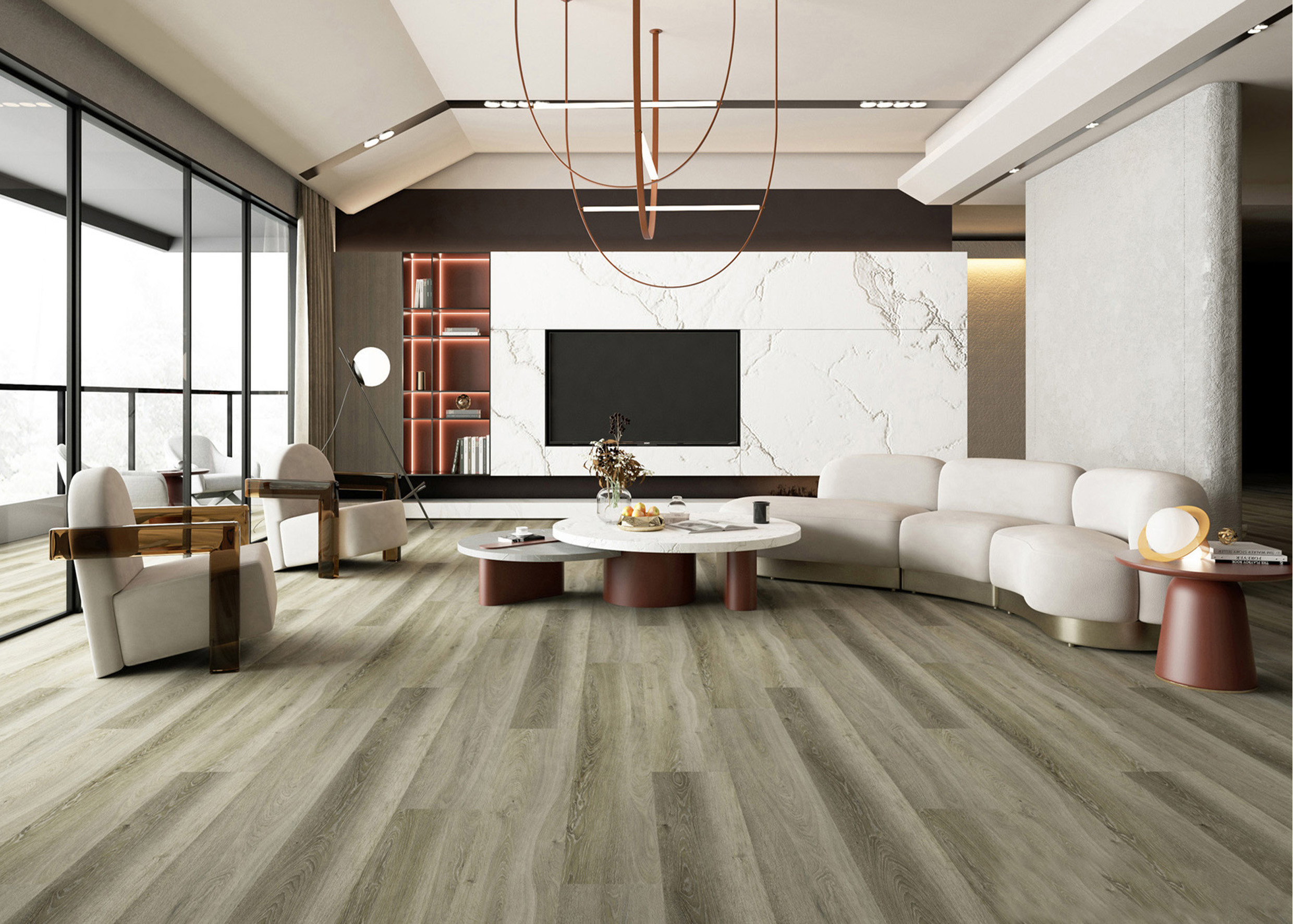 5mm SPC Herringbone Floor Eco Friendly Stain Resistant Non Slip GKBM FT-W29170-4