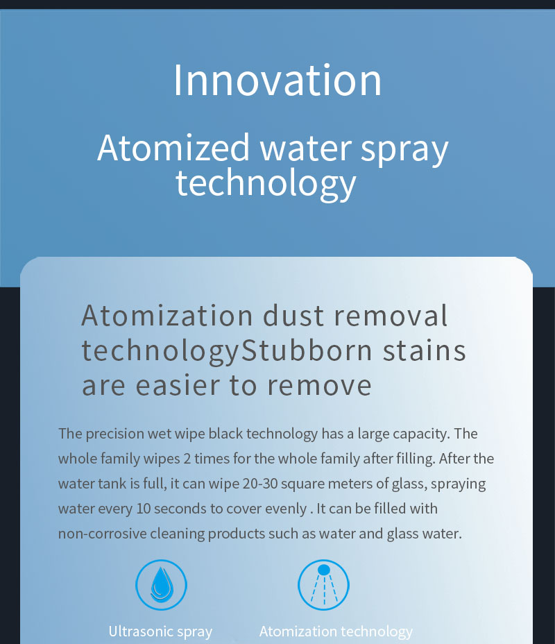 Ultrathin Window Cleaning Robot with Water Spray and Glass Wiper Noise 65dB Household