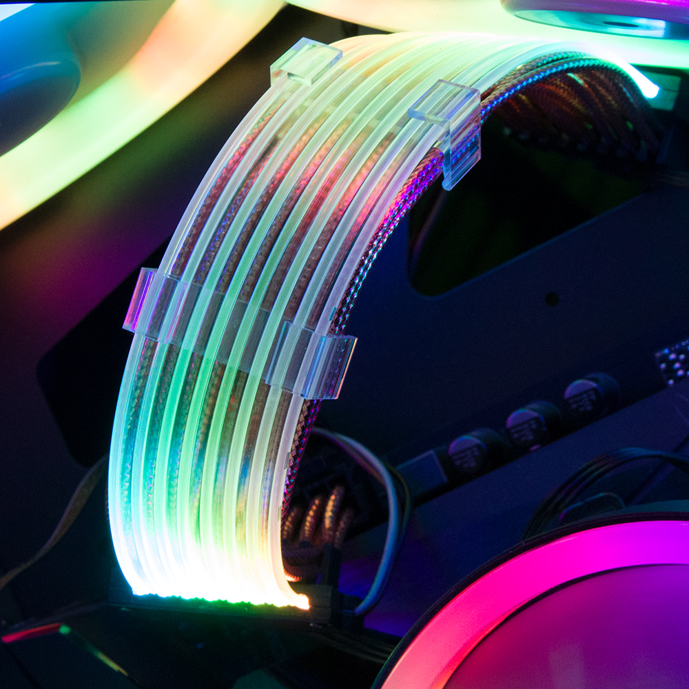 8-Pin RGB PSU Extension Cable Kit GPU Addressable ARGB Extension Sleeved Cable Kit Custom Power Supply Braided For Case