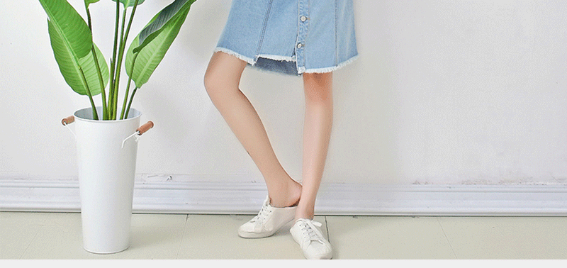 Fashion Ladies Mid Length Denim Skirts , Knee Length Jeans Skirt Breathable