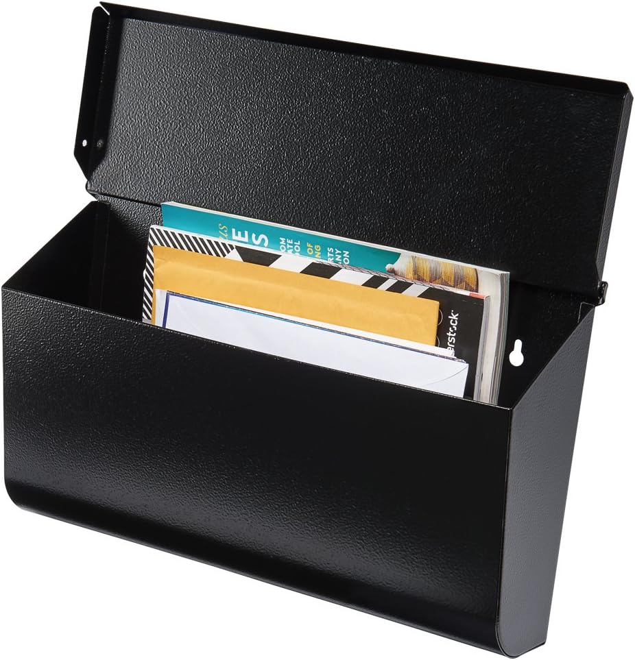0.8mm Thickness Print Custom Logo Black Powder Coated Wall Mounted Mailbox for Outdoor