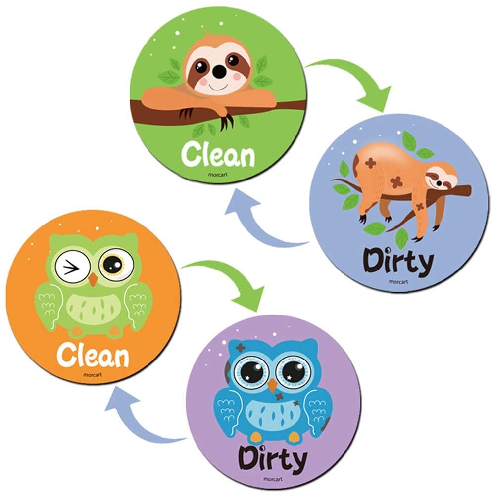 Reversible Cartoon Animal Kitchen Dishwasher Clean Sign Magnet
