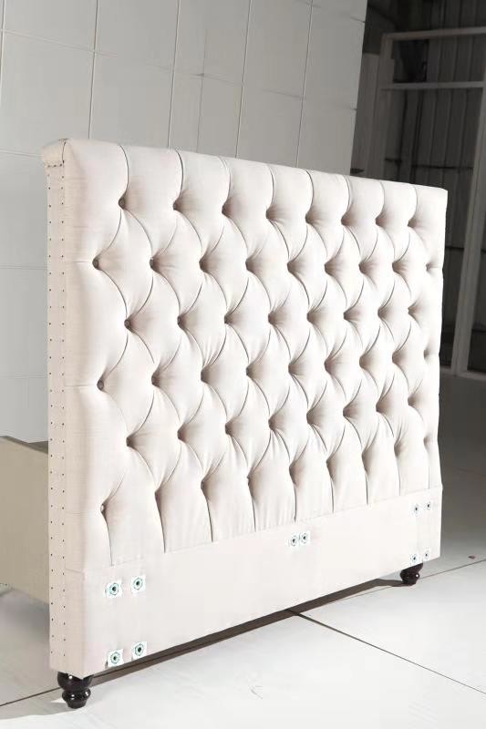 Hotel Home Linen Fabric Headboard , Cream Fabric Headboard With Button