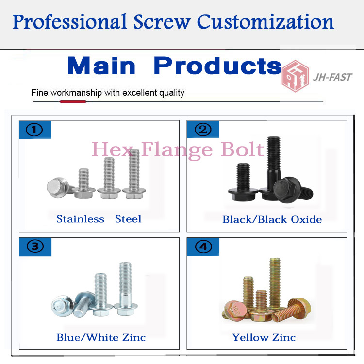 Stainless Steel Carbon Material Flange Bolts Black Oxide Zinc Finish DIN6921 M6/M8/M10 35mm Grade 8.8/10.9