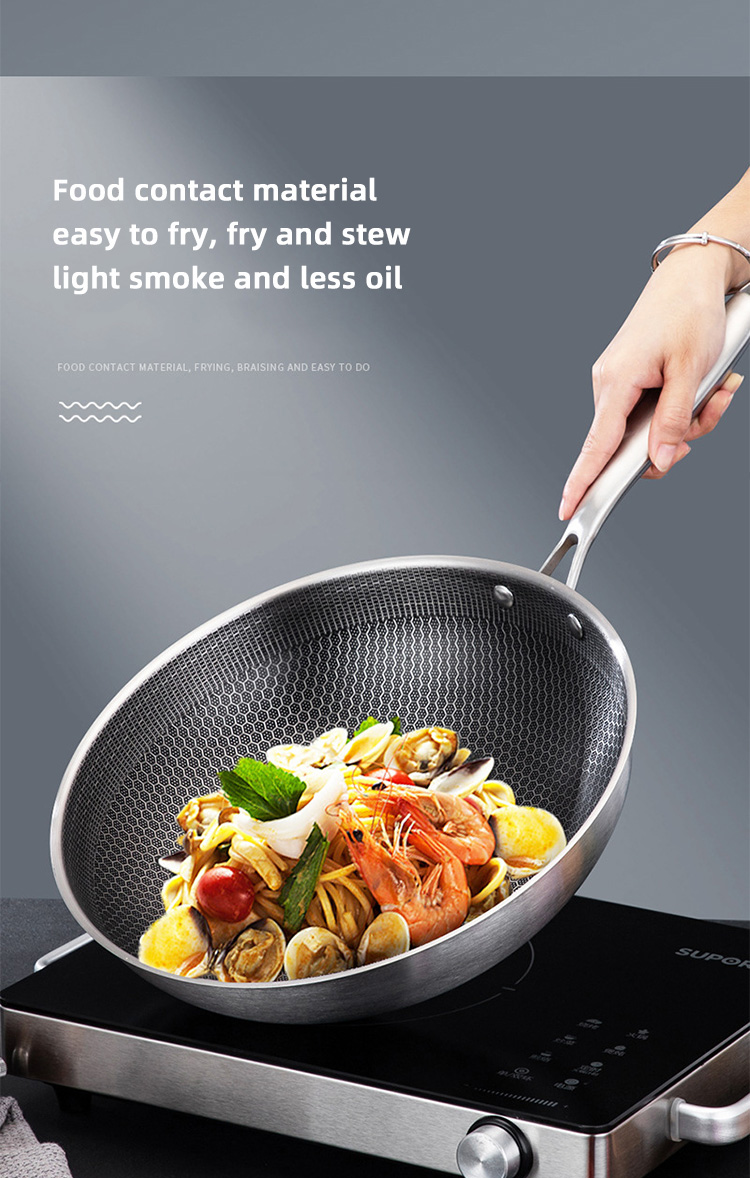 High Capacity Stovetop Frying Pan Kitchen Non Stick Stainless Steel