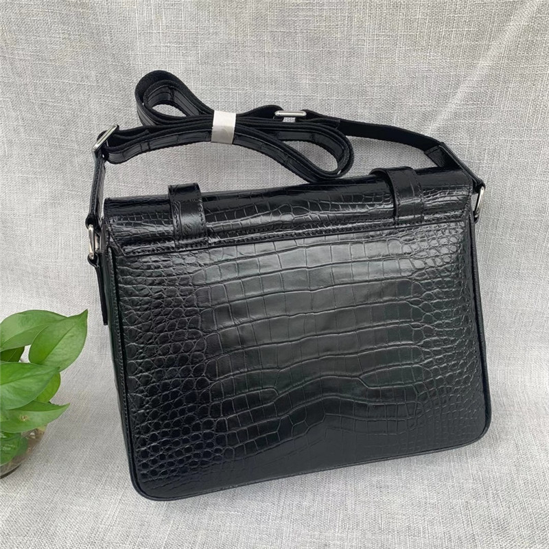 Authentic Crocodile Belly Skin Men's Satchels Purse Messenger Bag Genuine Alligator Leather Male Single Shoulder Bag