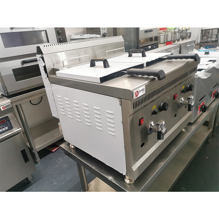 Double Tank Commercial Gas Fryer With Temperature Control Lpg Gas Deep Fryer 18L 18L