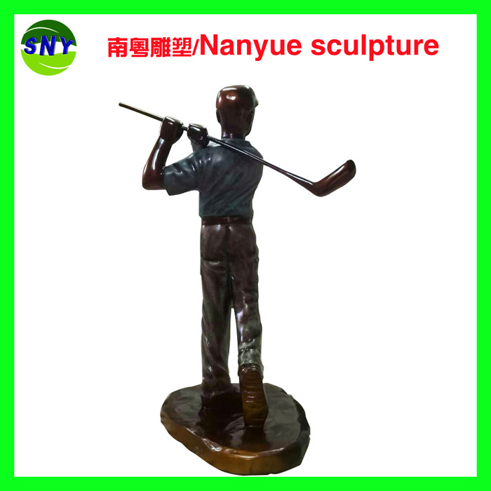 theme mascots character life size golf man statues sculpture by fiberglass bronze color for sale