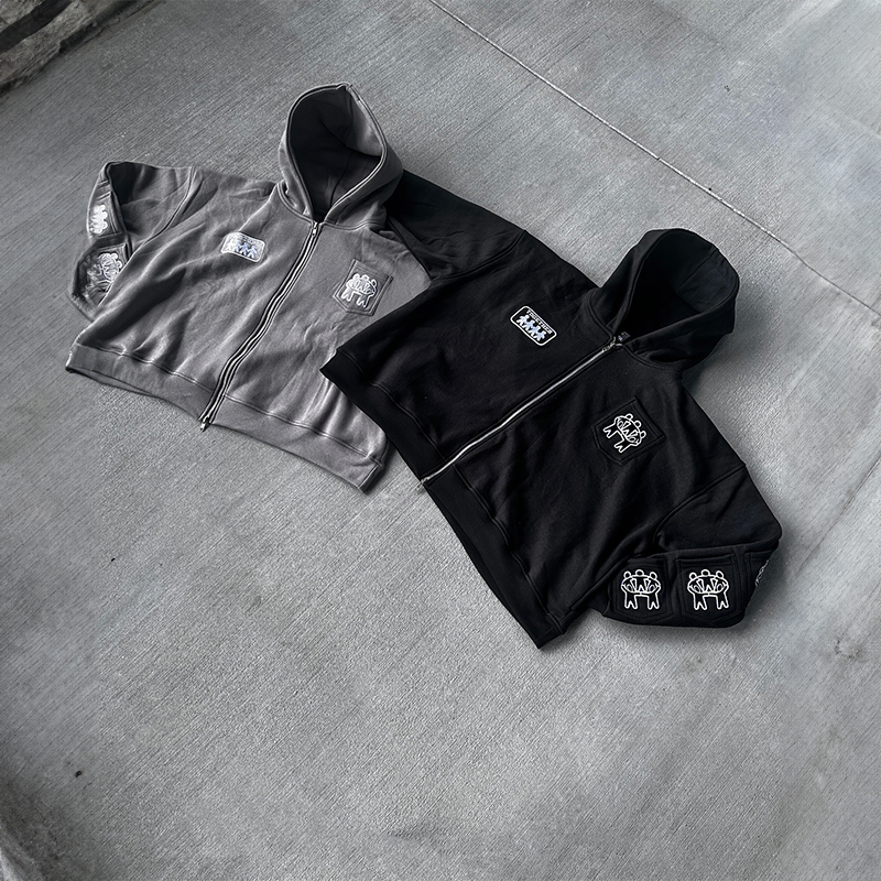 Custom Tracksuit Unisex Screen Print Full Multi Pocket Sweat Jogging 100% Cotton Suits Streetwear Hoodie and Sweatpants Set