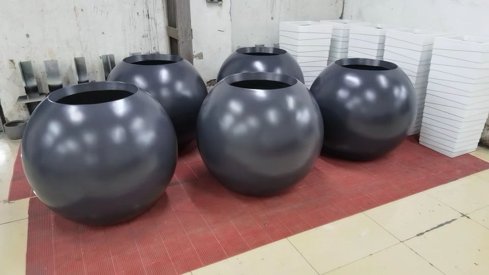 Fiberglass Planter Box Round Shape With Matte Or Shiny Finished