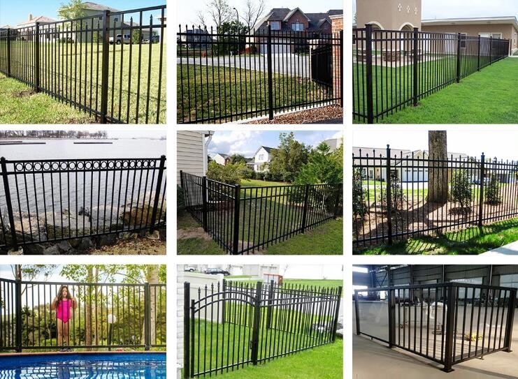 Blue Color Powder Coating Picket Top 1.2x1.8m Tubular Steel Fence