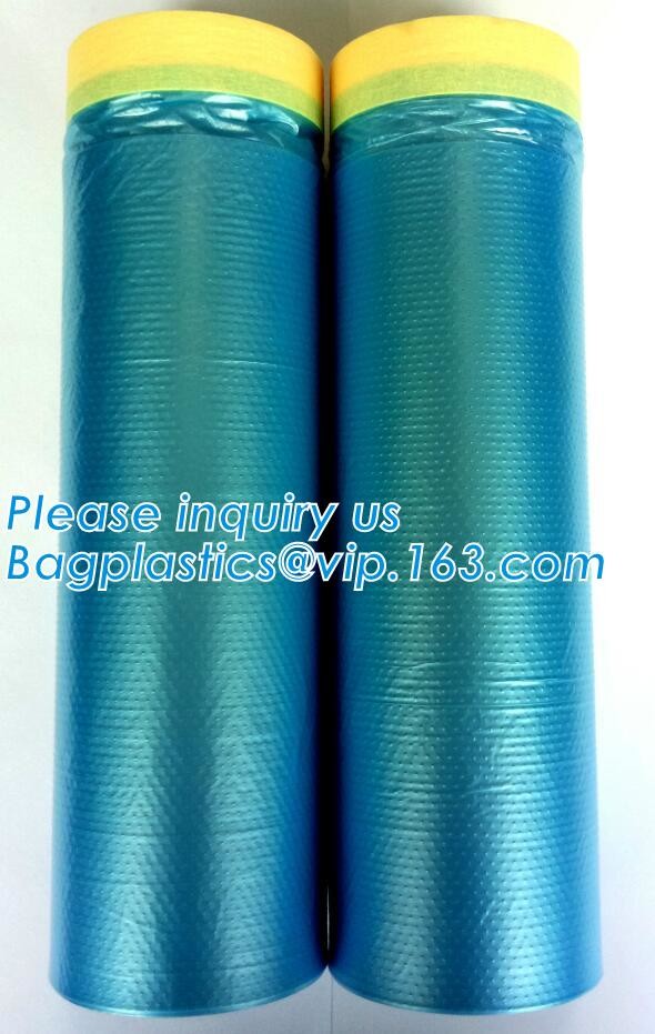 Pre-tapd paint masking film HDPE,Car paint repair masking film with tape, Hot sell masking film with adhesive tape, PAC
