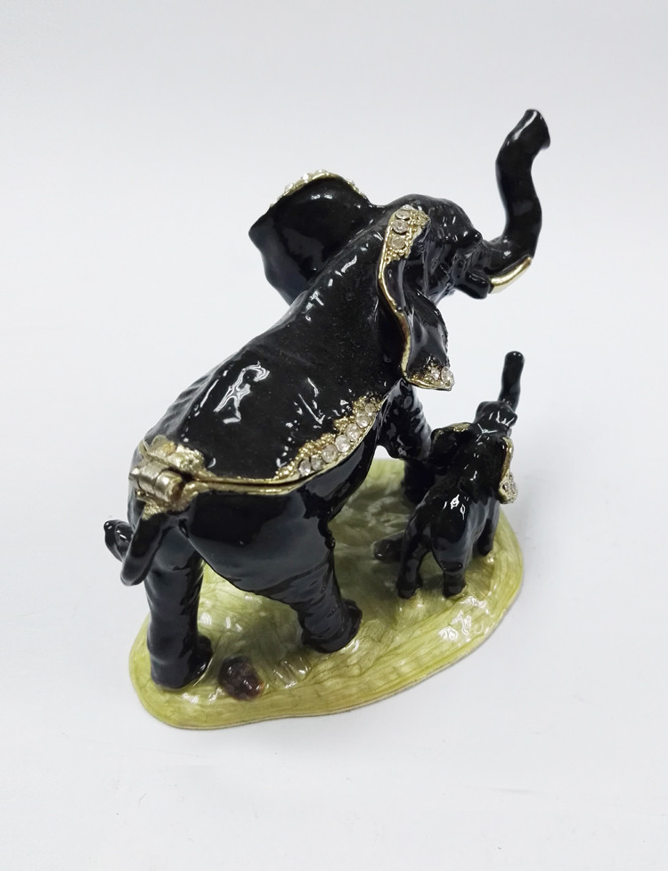 Decorative Metal Alloy Elephant Jewelry Trinket Box elephant shaped jewelry box for promotional gift