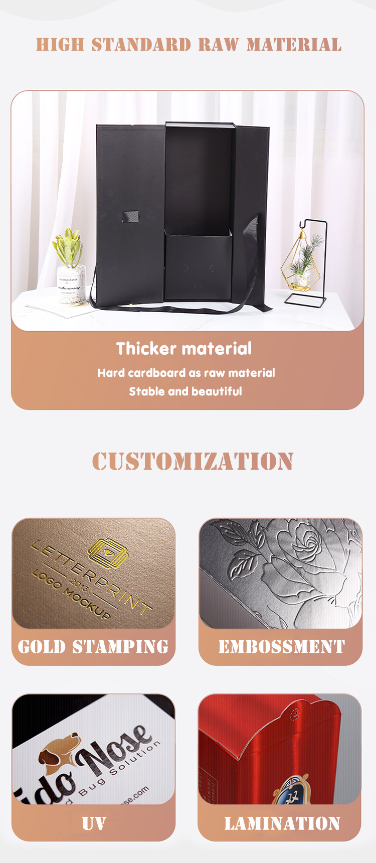 Black Square Cardboard Foldable Luxury Flower Gift Box Flower Packaging Box Paper Flower Box