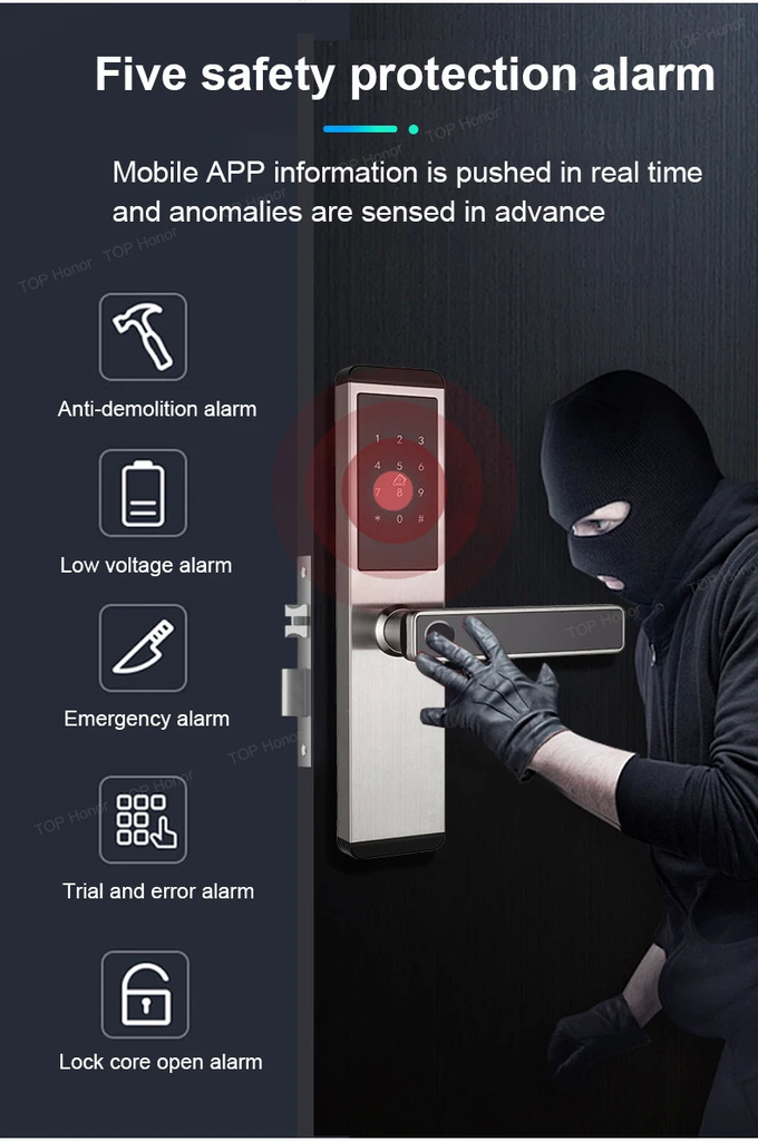 TH522 Apartment Smart Door Lock With Fingerprint Code IC Card Key TTLock Unlock