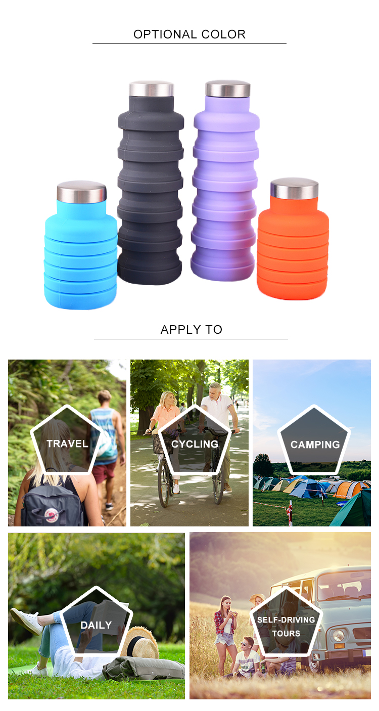 BPA Free Reusable Silicone Folding Water Bottle