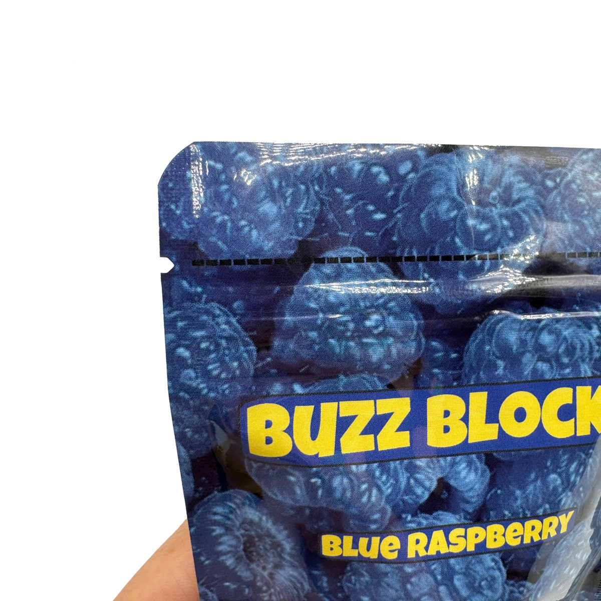 300mg Custom HP Digital Aluminium Laminated Printing Stand Up Ziploc Bags for Blue Berry Flavor Candy Gummies Packaging