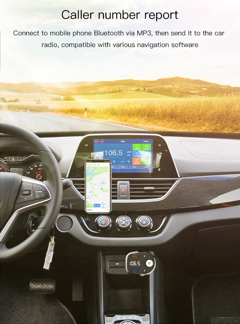 A2DP AVRCP Wireless Bluetooth Car Kit Dual USB Port Mobile Phone Hands Free Car Kit