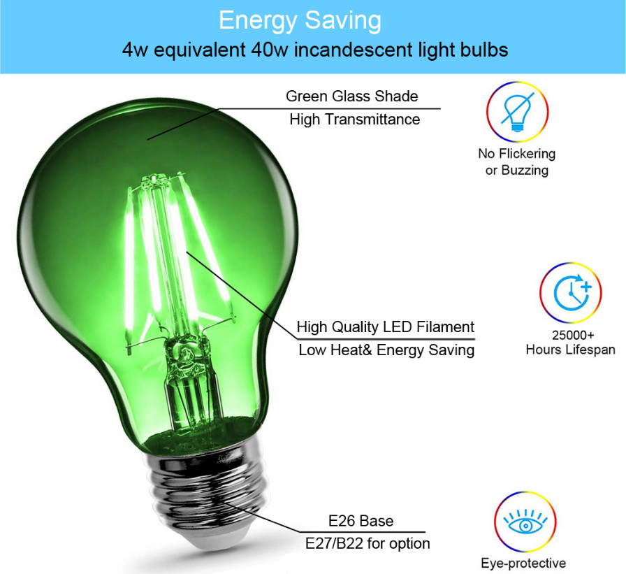 220V 240v 4w Screw Bulb A60 Vintage Edison LED Bulbs