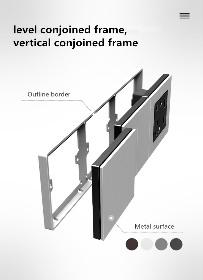 Aluminum Alloy Modbus Wall Switch , Electrical Light Switch 86mmx86mm
