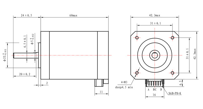 【17HS6401S】NEMA 17 stepper motor CNC router hybrid Unipolar 1.7A 60mm for 3D Printer Monitor Equipment