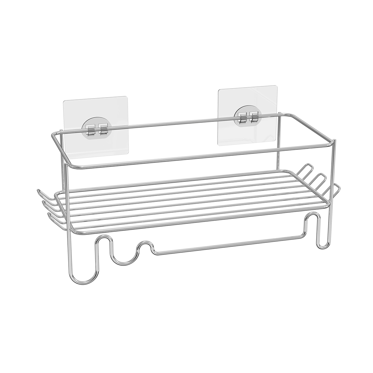 Single Tier Metal Bathroom Shower Caddy Towel Storage Shelf Bolt Inserting Type