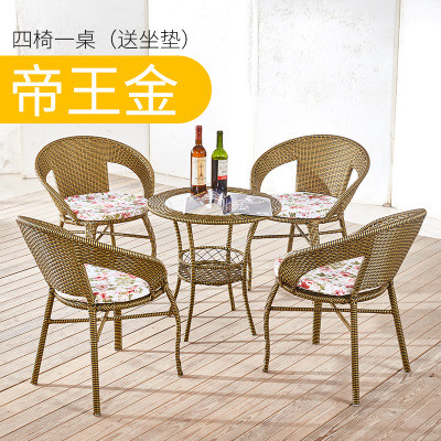 PE Rattan Outdoor Stalinite Dining Table And Chairs Set Customized
