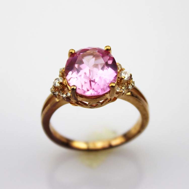 Fashion Jewelry Rose Gold Plated 925 Silver Ring 9mmx11mm Pink Cubic Zircon (R241)
