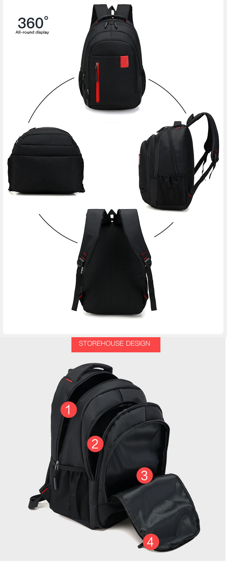 Private Label Waterproof Backpack With Laptop Pocket , Oxford Unisex Travel Backpack