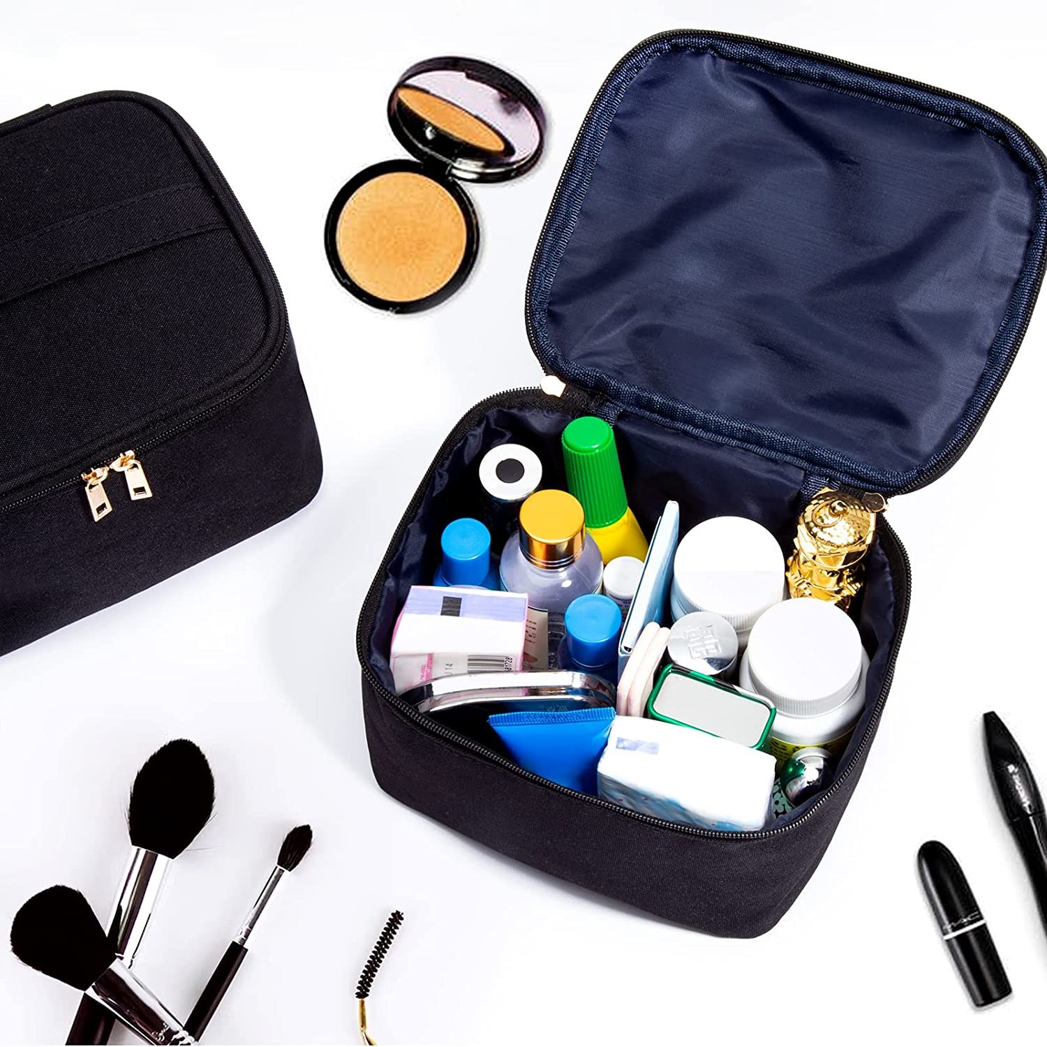 Shockproof Makeup Bag Portable Small Cosmetic Organizer Storage Case with Handle for Jewelry, Lipstick, Cosmetic Box