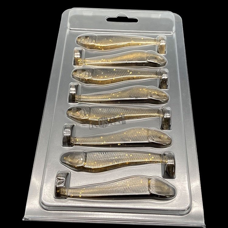 6 Cavity Disposable PVC Custom Fishing Lure Packaging Hinge Clamshell