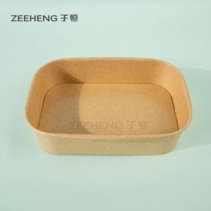 China Eco - Friendly Recyclable Rectangle Kraft Paper Bowls Food Packing on sale