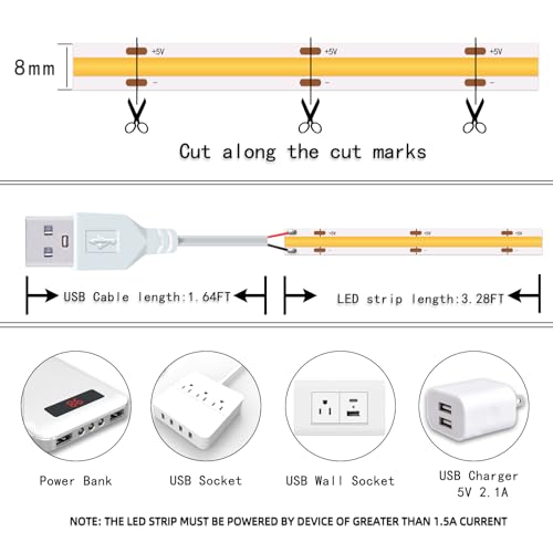 Adjustable 5V LED Bar Lights 3000K-6500K for Home Lighting Remote Control Switch Mode