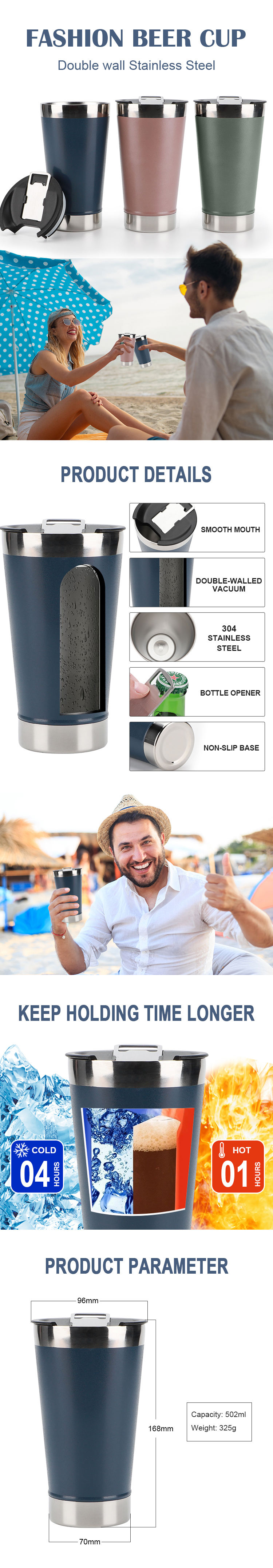 Eco Friendly Stainless Steel Vacuum Insulated Travel Tumbler Coffee Tea Mugs with Lid