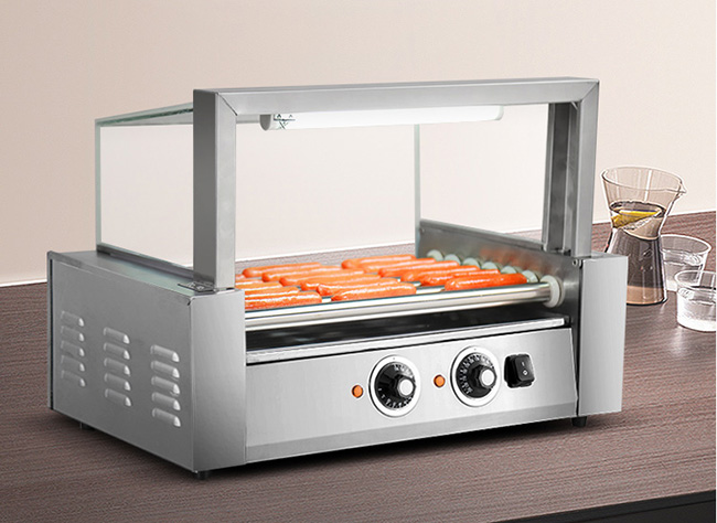 220V Snack Food Processing Equipment 5 Rollers Hot Dog Rack Heater Grille