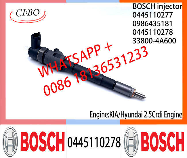 BOSCH injetor 0445110277 0445110278 Common fuel Injector 0986435181 0445110278 33800-4A600 for KIA/HYUNDAI 2.5CRDi