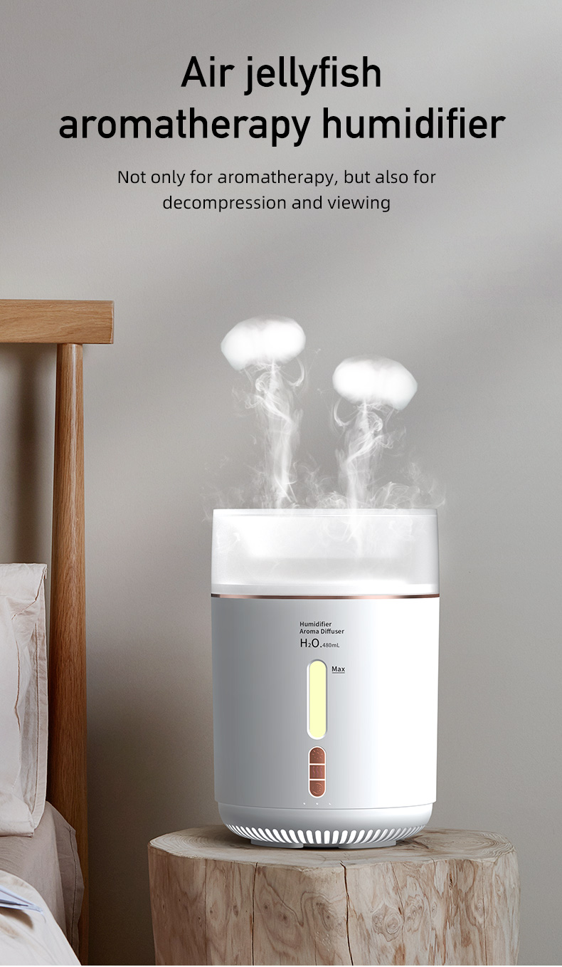 HOMEFISH H2O Cloud Mist Air Jellyfish Humidifiers Room Aroma Oil Diffuser 480ml