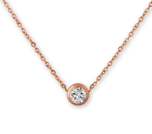 Diamond Pendant Necklace Rose Gold Stainless Steel Necklace 450mm length