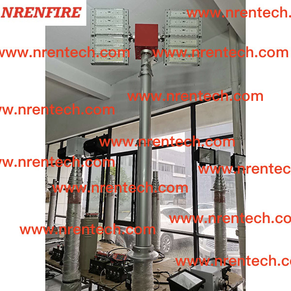 6m pneumatic telescopic mast lighting tower 4x180W LED lights- fire tender mounted telescopic mast light