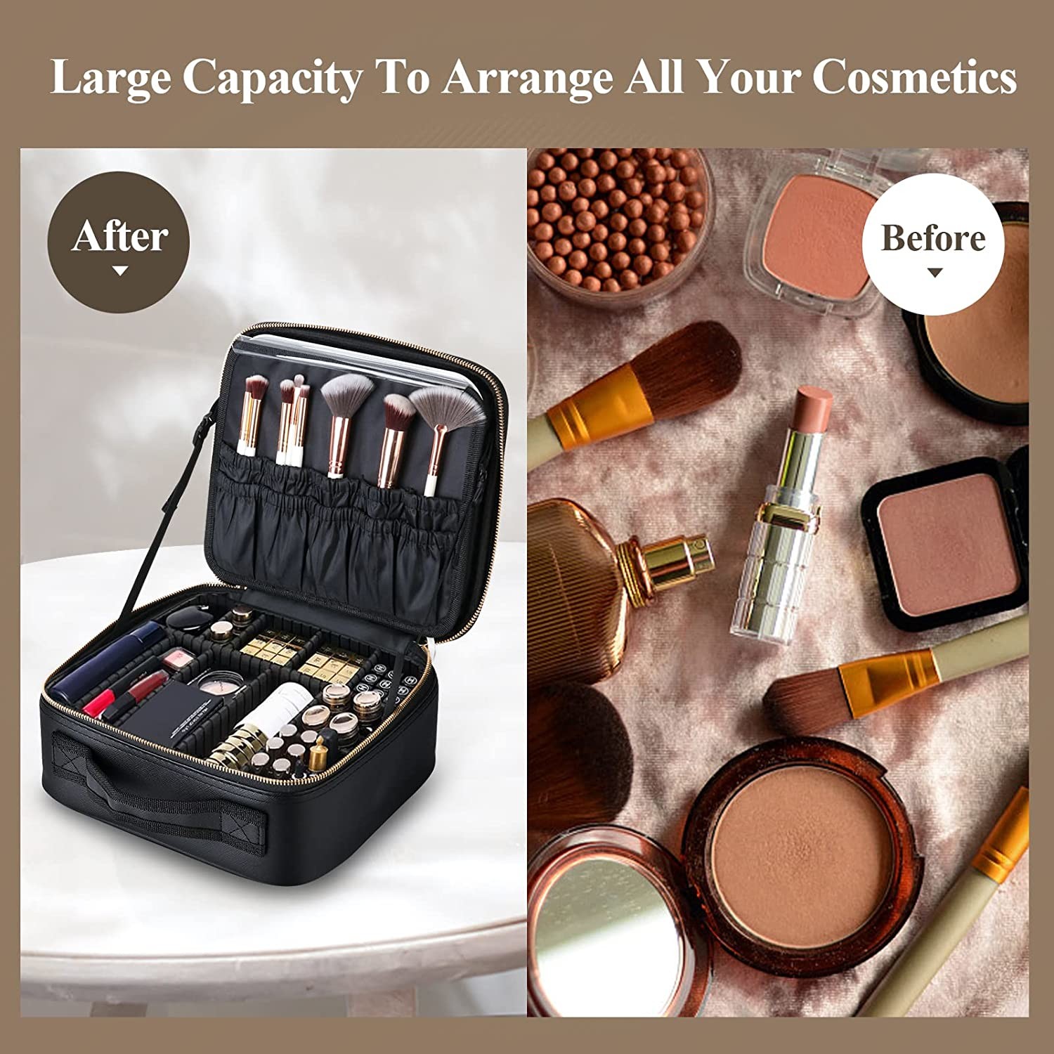 Travel Makeup Case With Lighted Mirror 3 Color Setting, Mother's Day Gift, Cosmetic Makeup Train Case with Adjustable