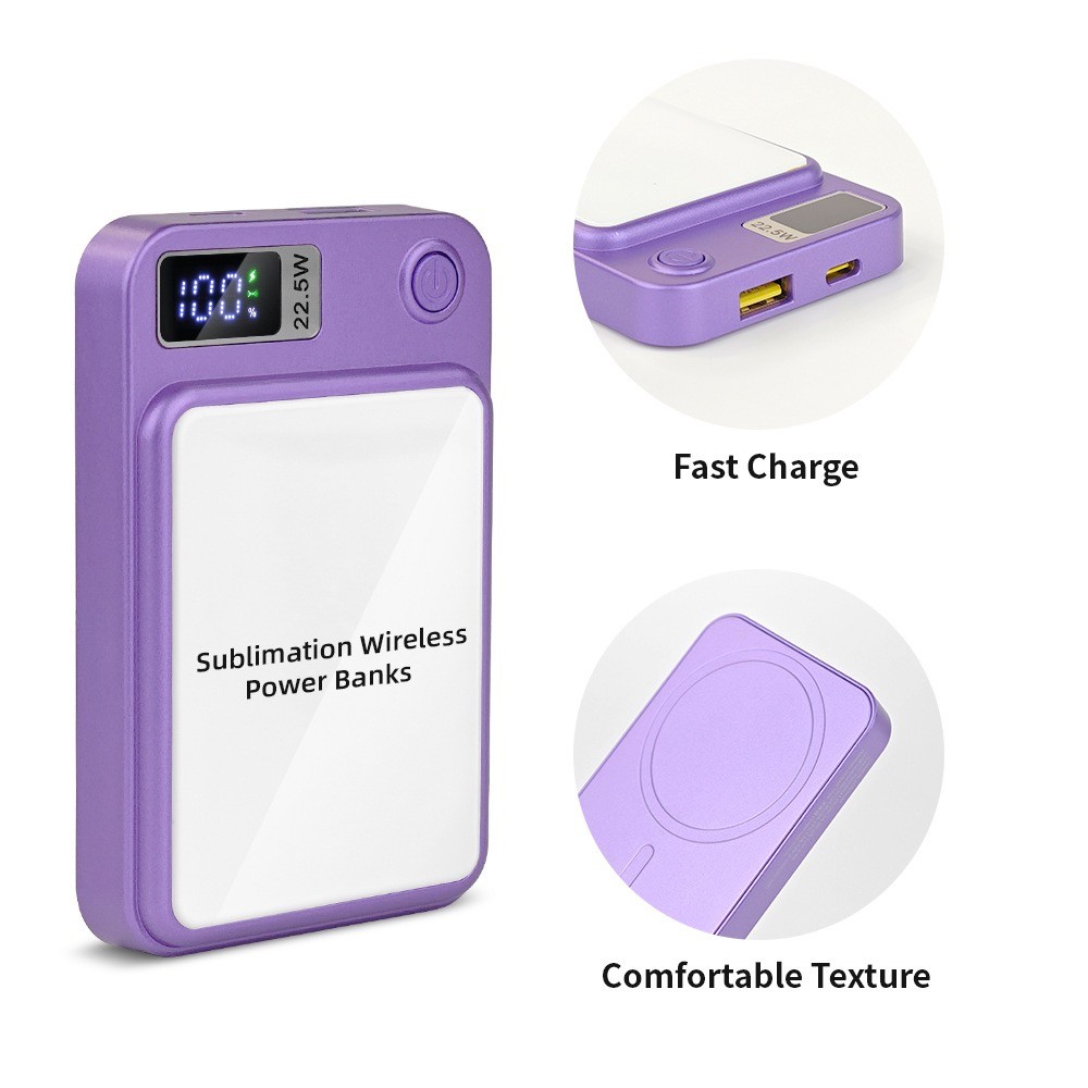 Blank Sublimation Wireless Magnetic Power Bank 5000mAh Portable Fast Charger for Iphone Sublimation Power Bank